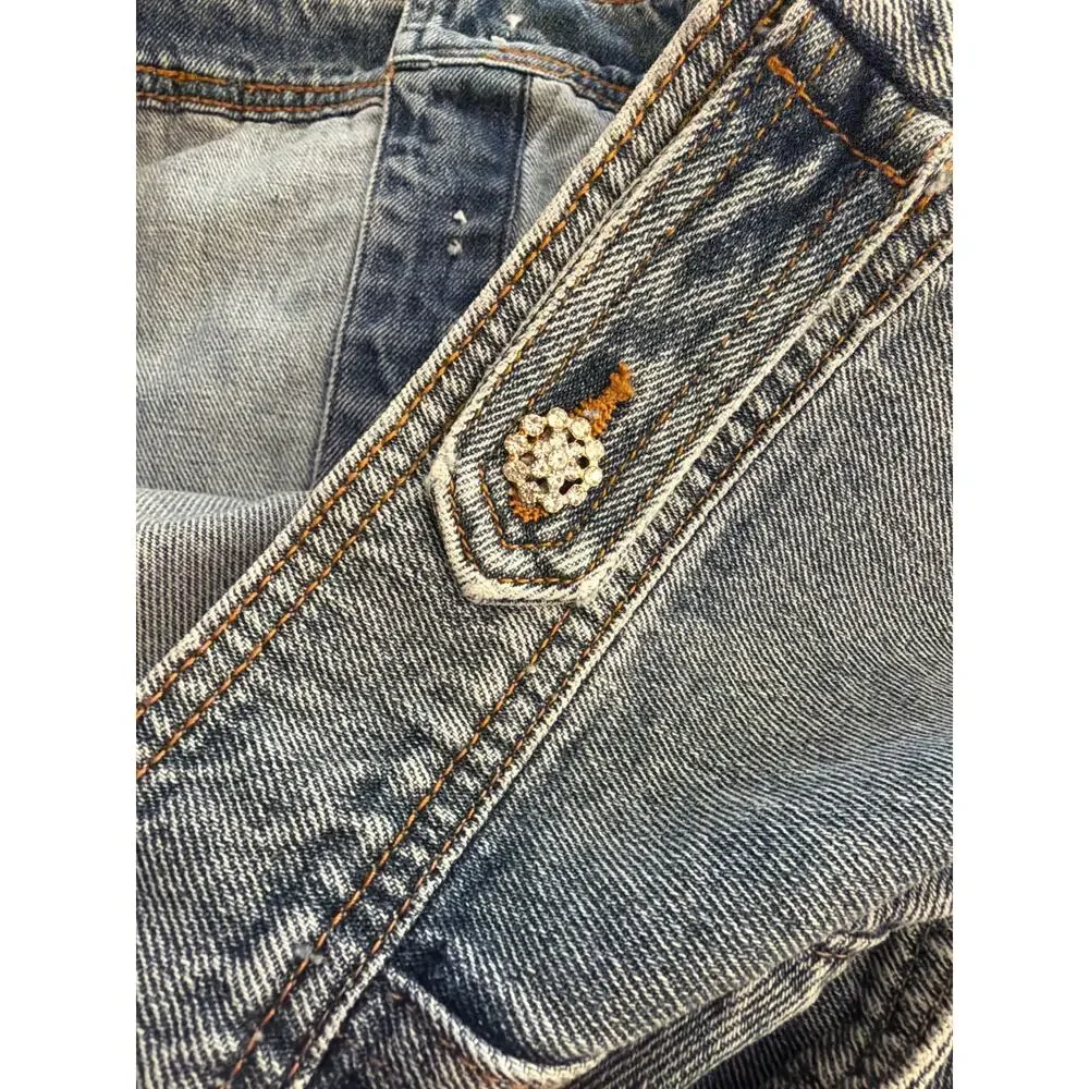 NWT Amanda Uprichard Greyson rhinestone denim jean vest sz S - Picture 4 of 6